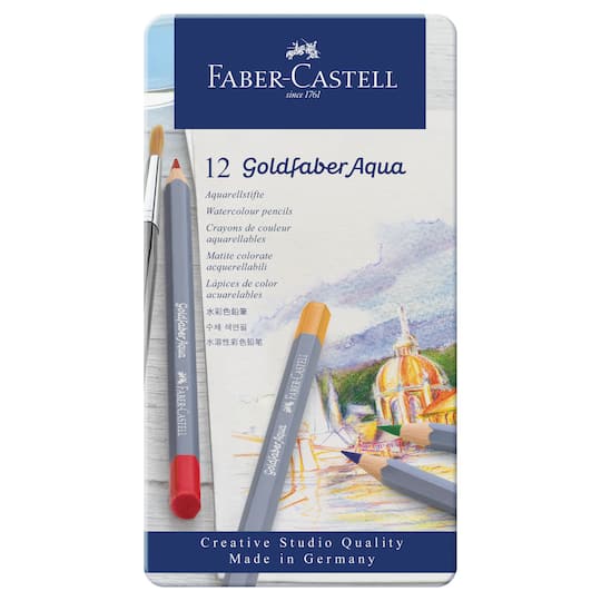Faber-Castell&#xAE; 12 Color Goldfaber Aqua Watercolor Pencil Tin Set